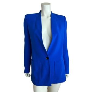Reese + Riley Blue Mason Blazer Size 4 Womens Jacket Long Sleeve 1 Button Pocket